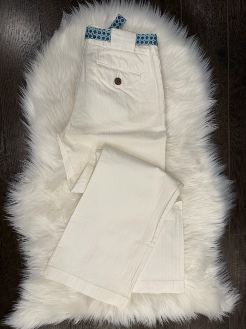 GAPstretch White Wide-Leg Chino with Blue Flowered Tie Belt